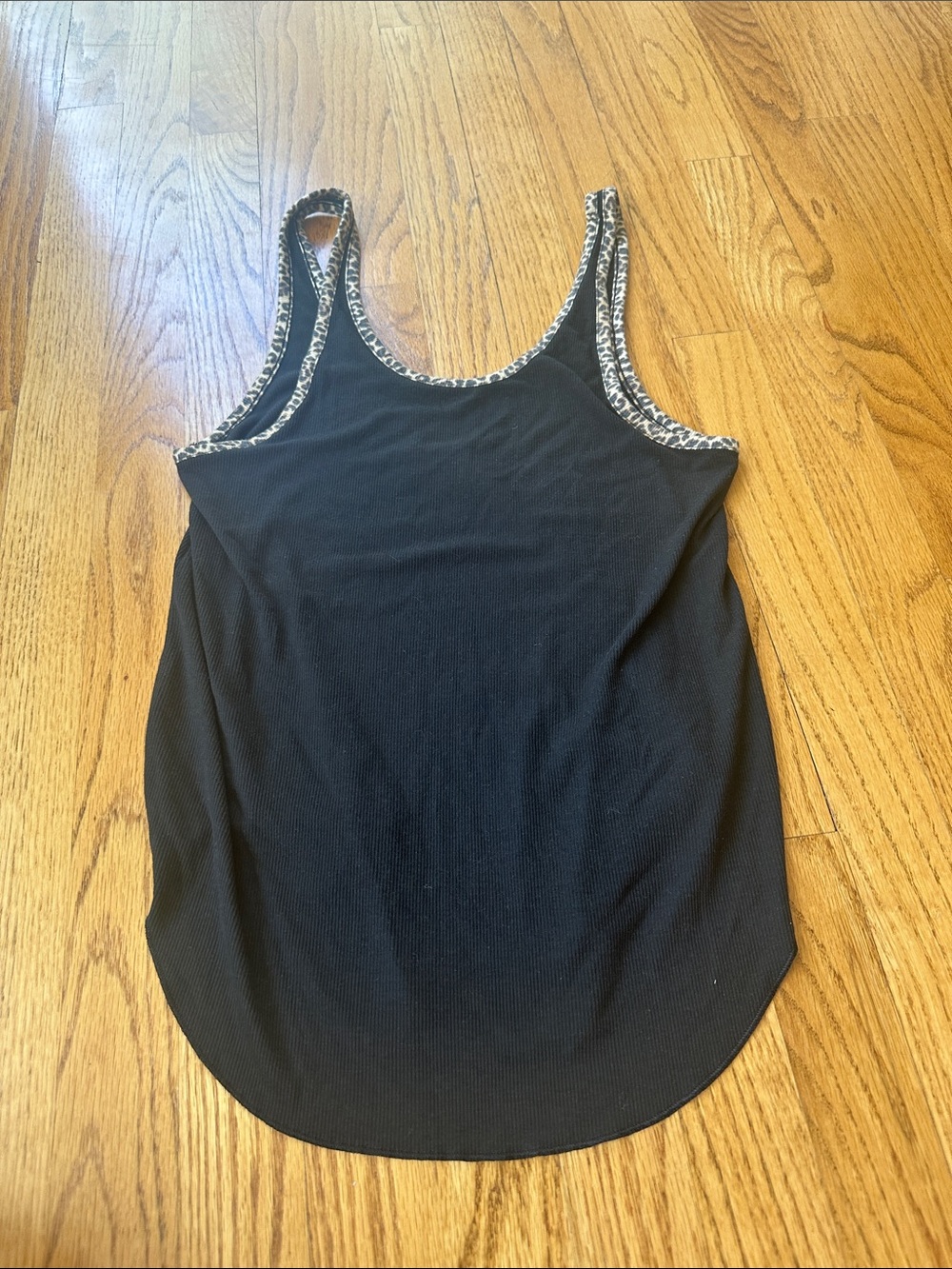 PINK Victoria's Secret Black Tank with Leopard-Print Trim